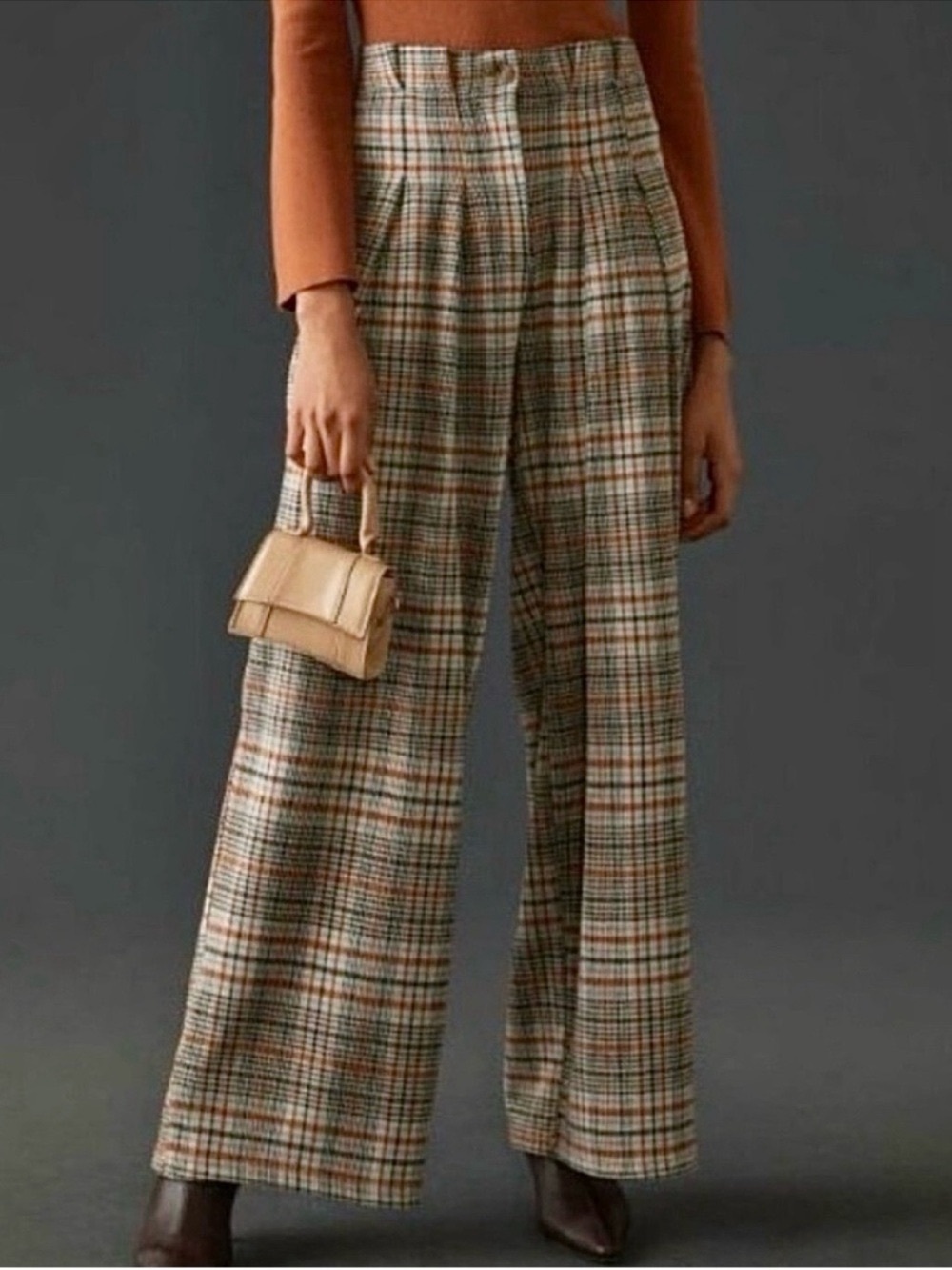 Anthropologie Maeve Wide-Leg Plaid Trousers - Picture 1 of 10